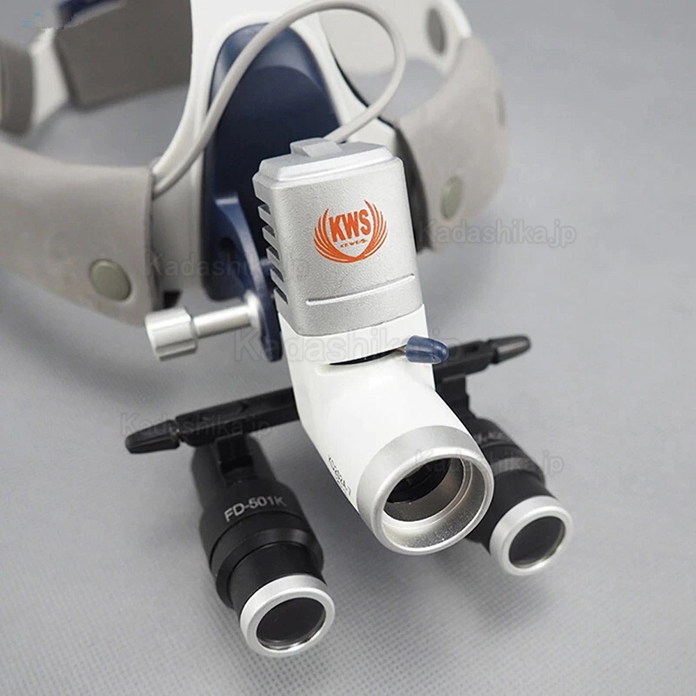 KWS FD501K 4X 歯科用双眼拡大鏡 + KD-205AY-2 5W LED歯科用ヘッドライト（電池2個付き）